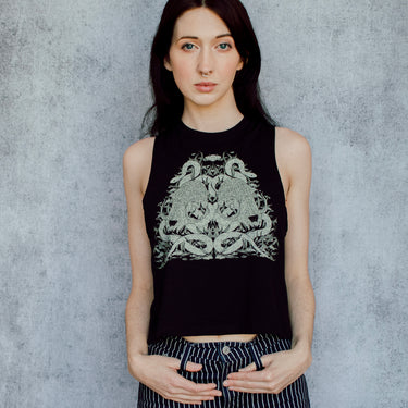 Cat Skull and Snake Crop Top