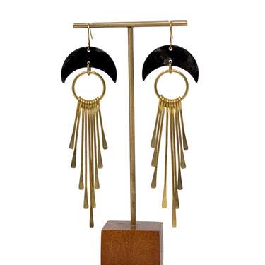 Black Moon Fringe Earrings