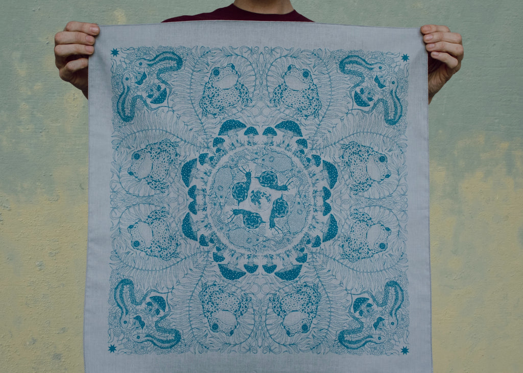 Grey and Blue Forest Friends Bandana