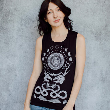 Rabbit Skull Antler Collage Muscle Tank